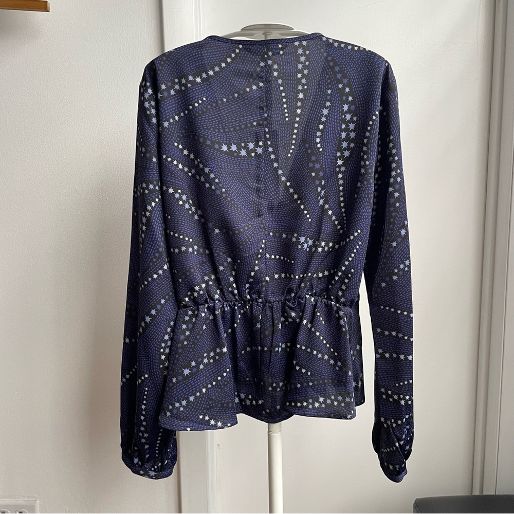 NWT BCBGeneration Twilight Blue Long Sleeve Blouse - Picture 7 of 10
